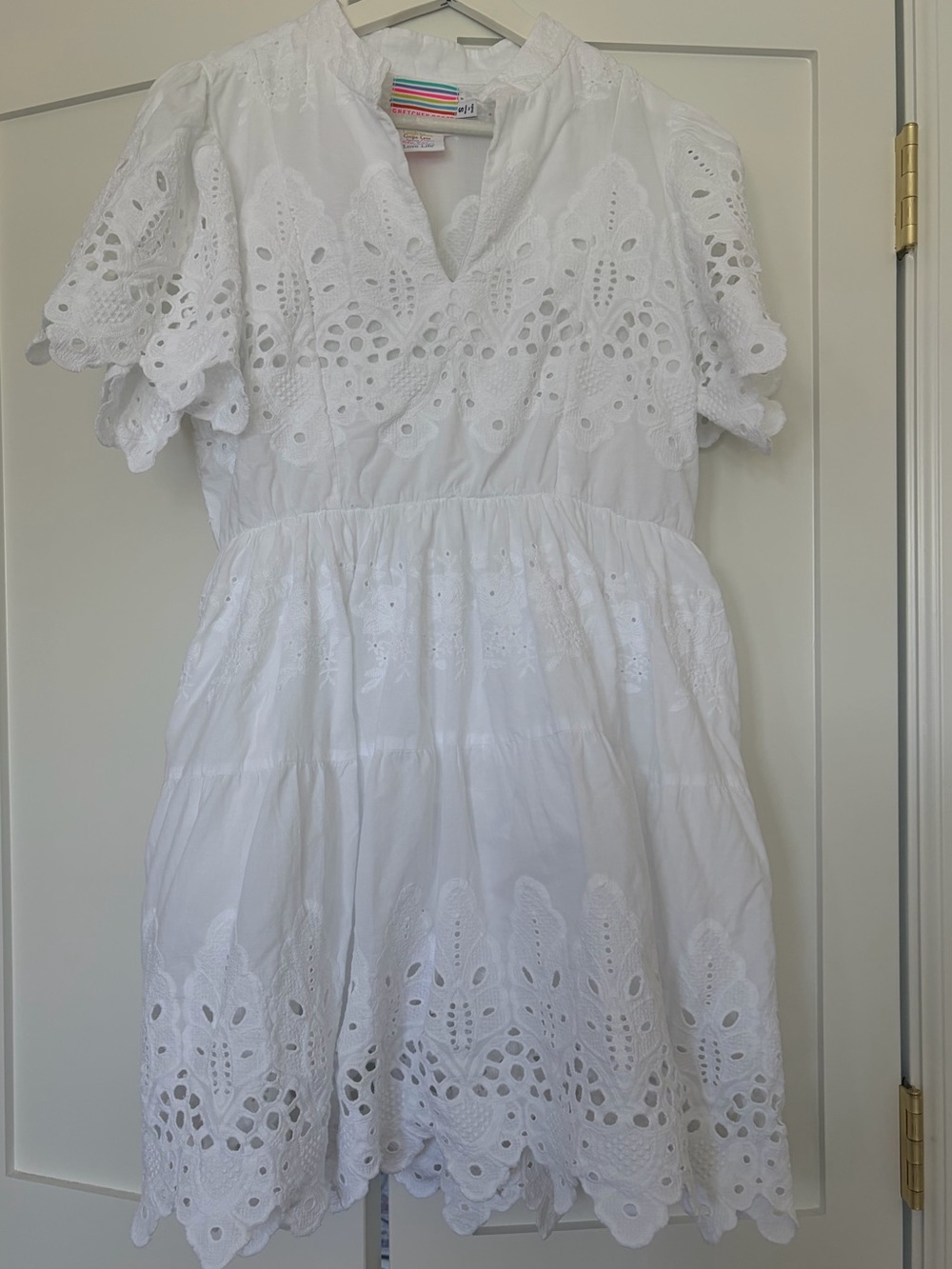 Gretchen Scott Designs La Dida White Eyelet Embroidered Cotton Dress | S